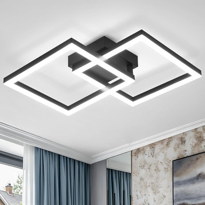 Moderne Deckenleuchte LED 22W 47Cm kaltweiß Leuchte 6500K eckig schwarz Decke Li