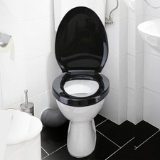 Black Slow Close Elongated Toilet Seat Plastic with Seat Bumper Renovator Supply