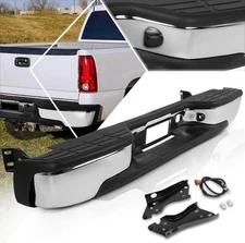 PM PERFORMOTOR Rear Step Bumper with License Plate Lights Compatible with 1999-