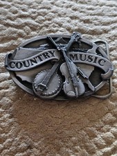 E-29 Country Music Siskiyou Co. Vintage 1984 Belt Buckle W/ Banjo Fiddle Picker