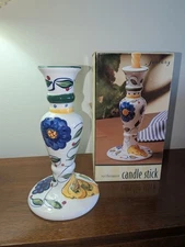 NEW 8.5" Tuscany Earthenware Candlestick Vivid Colors Original Box