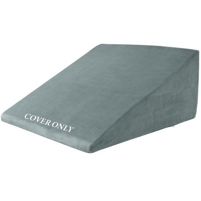 HOMBYS Ultra Soft Velvet Bed Wedge Pillow Cover-Super 25''x25''x8'', Grey 