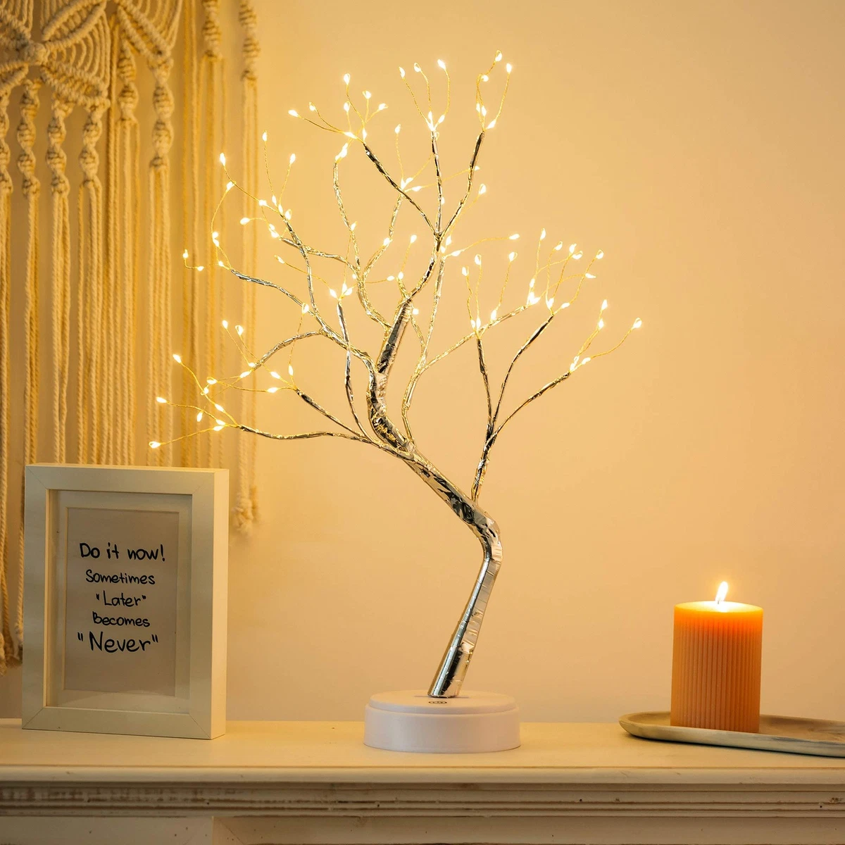 Albero di betulla a LED di natale con 24 luci da tavolo illuminate Bonsai betulla alimentato a batteria decorazione della tavola del ringraziamento luce  39