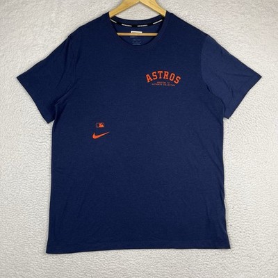 Nike Houston Astros Shirt XL MLB Logo Team Issued Performance Navy Short Sleeve