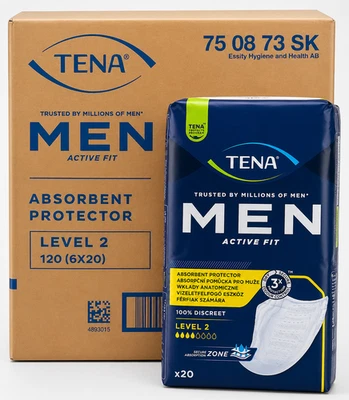 TENA Hombres Nivel 2 – Pack de 20 x6 (120 Almohadillas en Total) - Imagen 1 de 4
