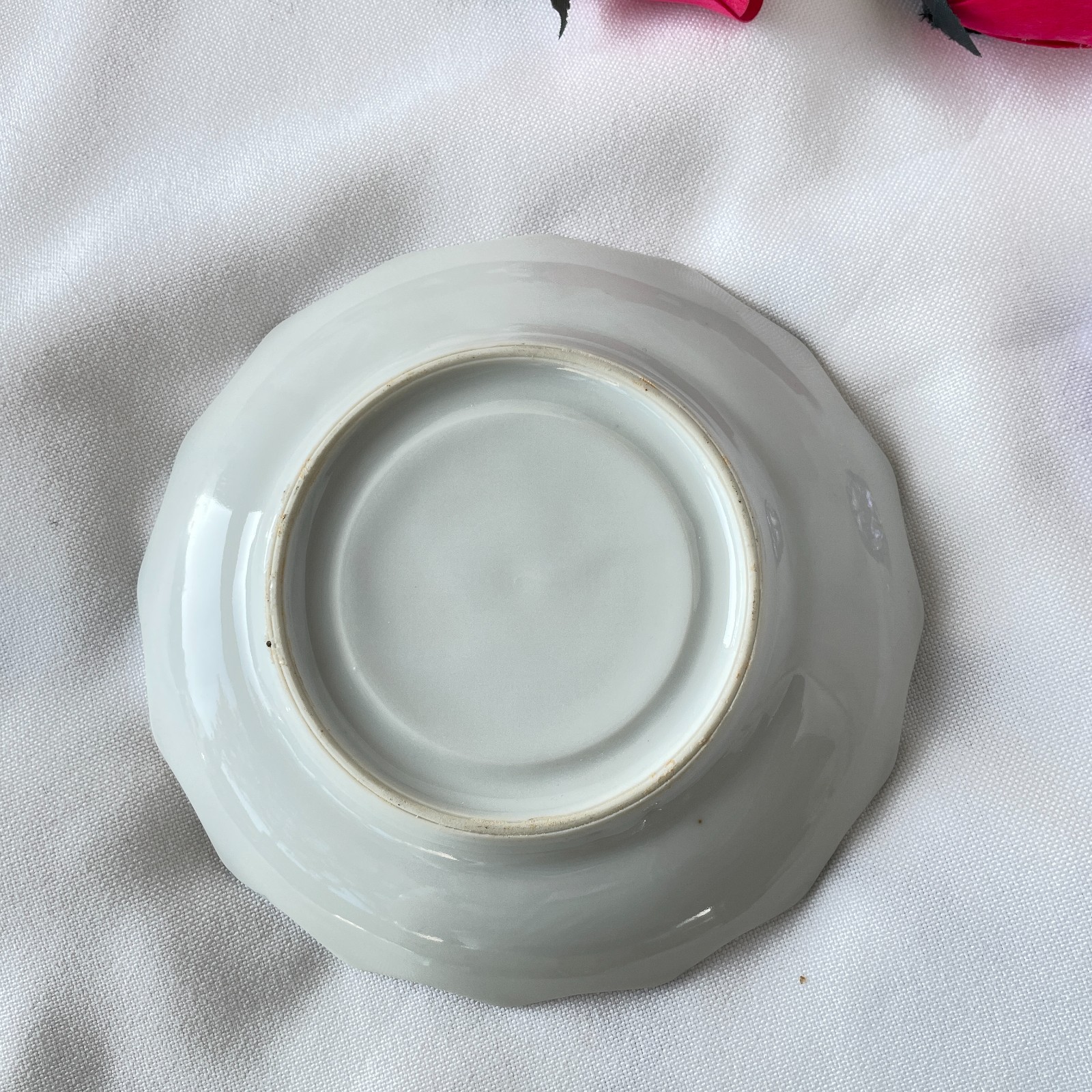 Vintage Bone China Lusterware Footed Teacup Saucer Pink Roses Japan (West Pac?)