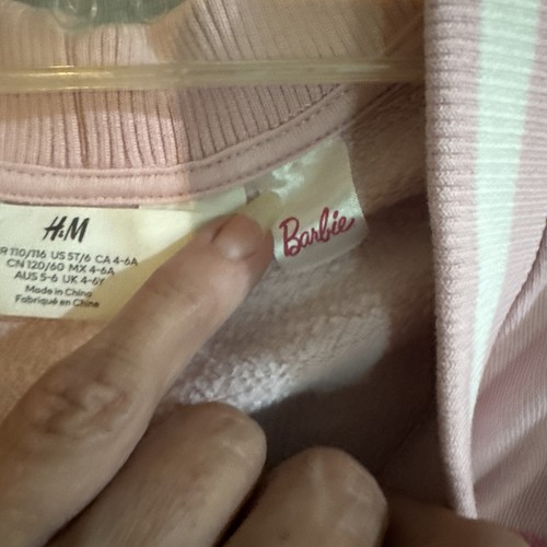 H&M Toddler Girls Barbie Varsity Bomber Jacket Pink size 5T. C130 - Picture 3 of 6