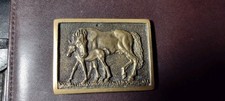 Vintage (1978) BTS Brass Western Belt Buckle/ Rectangular, Horse Motif