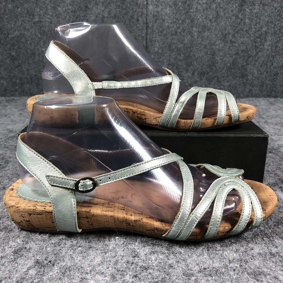 Sandalias Anthropologie Miss Albright para mujer talla 8,5 B cuero verde metálico Foto 2 de 4