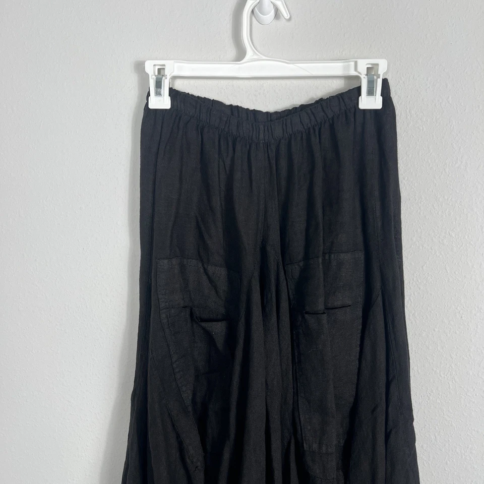 Falda para mujer Tempo Paris 100 % lino burbuja negra Lagenlook Italia talla pequeña Foto 2 de 4