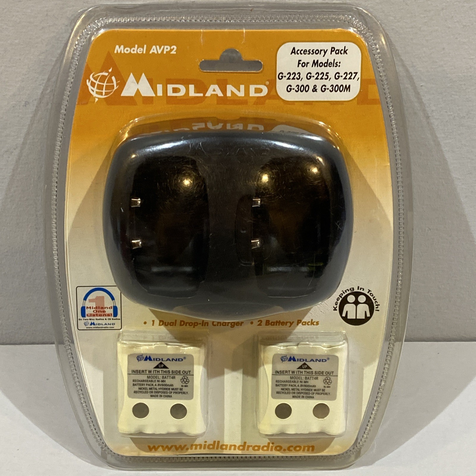 NEW Midland AVP2 Accessory Pack Dual Dock Desktop Charger & 2 Battery Packs