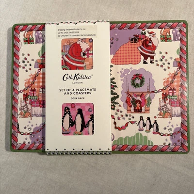 CAPTIVATE BRANDS Cath Kidston London Christmas Cork Back Set 4 Placemats & Coasters New