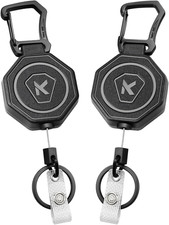 2 Pack Heavy Duty Retractable Badge Holder Key Reel with 31.1' Retractable Cord,
