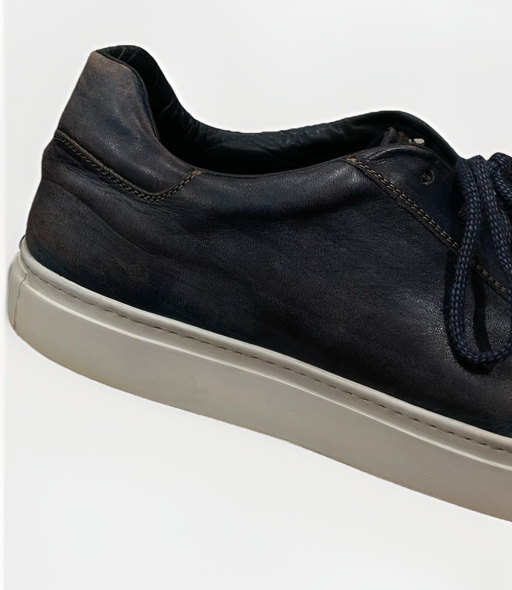 Calzoleria Harris 1913 Sport Distressed‎ Blue Leather Shoes Casual Men\'s 10.5 Harris Firenze 1913 Leather Stringed Shoes Blue  main image 3