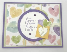 Stampin’ Up! Valentine's Day Card Kit, Set of 5, DSP, Candy Hearts, Ribbon, Dots