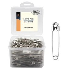 300 PCS Safety Pin,2.2Inch/54mm Safety Pins Bulk,Safety Pin, Small Safety Pins