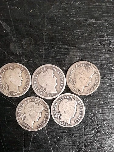 Barber Dime Lot of 5 Coins. Lot#5