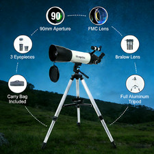 90/500mm Teleskop Komplettset-Refraktor, vollvergütet, mit Stativ &Zubehör  DE