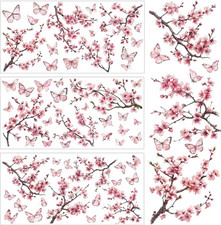 3 Sheet Rub on Floral Transfer Decals for Furniture Vintage Peach Blossom Flower