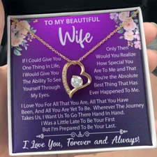 To My Wife Necklace, Heart Necklace, Gift For Wife, Wife Bday Gift, Gift For Her