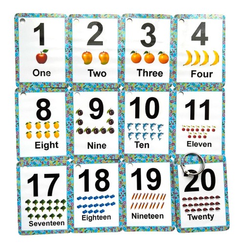Numbers 0-20 Flash Cards Kids Toddlers Educational Pre School Learning