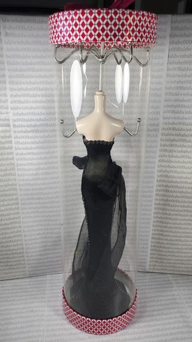 N12 ~ BLACK DRESS MANNEQUIN 15" TALL JEWELRY HOLDER HOOK STAND ACCESSORY DECOR - Picture 6 of 11