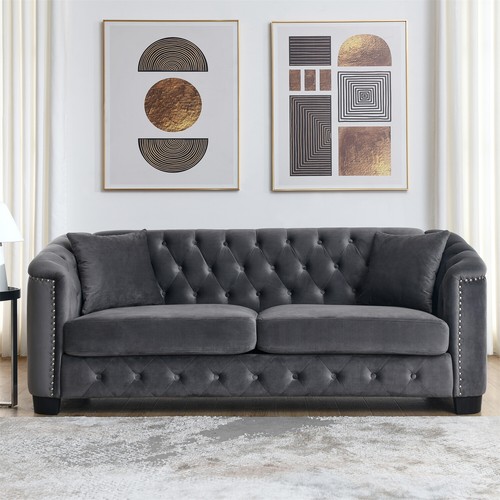77'' 3 Seater Sofa Couch Velvet Upholstered Sofa Couch for Living Room - Picture 35 of 57
