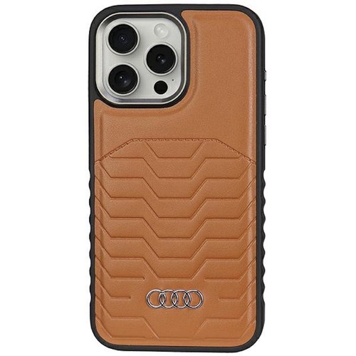 Audi Apple iPhone 15 Pro Max Kunstleder MagSafe Hardcase Hülle Braun - 第 1/7 張圖片