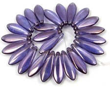 25 Czech Dagger Beads - Transparent Denim Blue 16x5mm