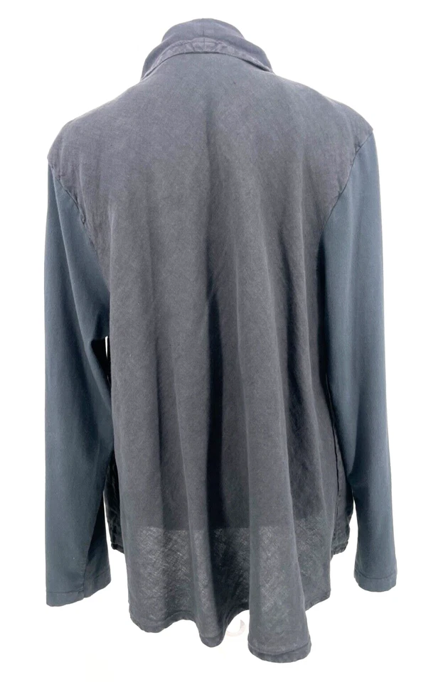 Blazer FLAX Mujer Talla M 100% Lino Grande Gris Frontal Abierto Cardigan Bolsillos Foto 3 de 4