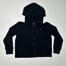 Polo Ralph Lauren Hoodie Youth M 8-10 Black Red Pony Full Zip