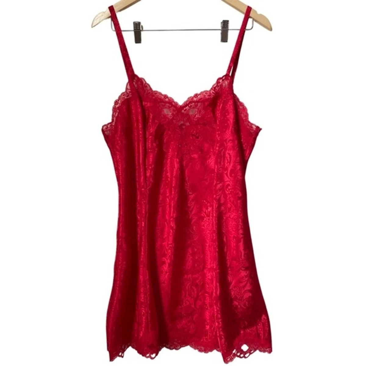 Vintage Gold Label 90 s Victoria s Secret Cherry Red Lace Satin