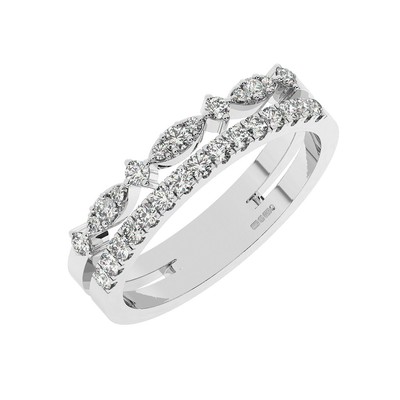 4 MM Round Brilliant Cut Diamonds Half Eternity Ring in 18K White Gold