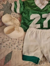 Vintage Cabbage Patch Kid Doll Football Two Piece Green Outfit W Shoes