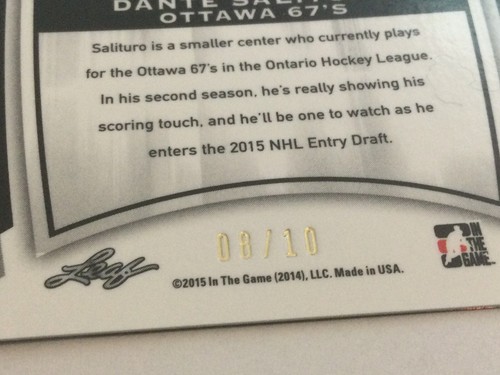 2015 ITG LEAF METAL AUTO DANTE SALITURO /10 Columbus Blue Jacket - Picture 3 of 3