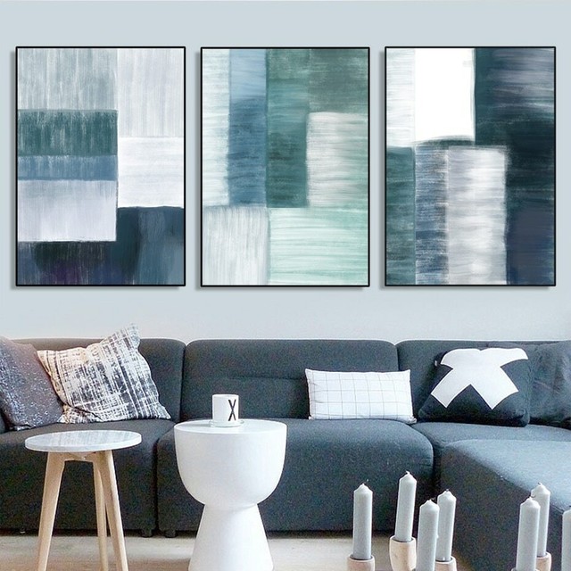 3 Piece Mustard Yellow Blue Living Room Canvas Wall Art Abstract 3371 126cm For Sale Online Ebay