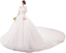 GREOENEL Amor French Wedding Dress Temperament Off The Shoulder Big Tail