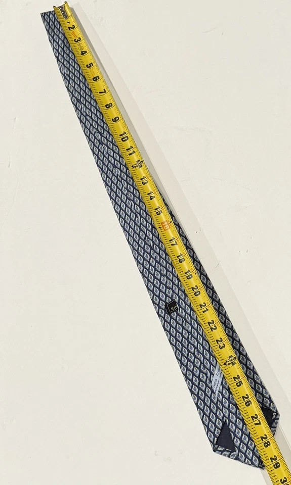 Corbata italiana de seda geométrica diamante azul Ermenegildo ZEGNA 58"" Foto 4 de 4