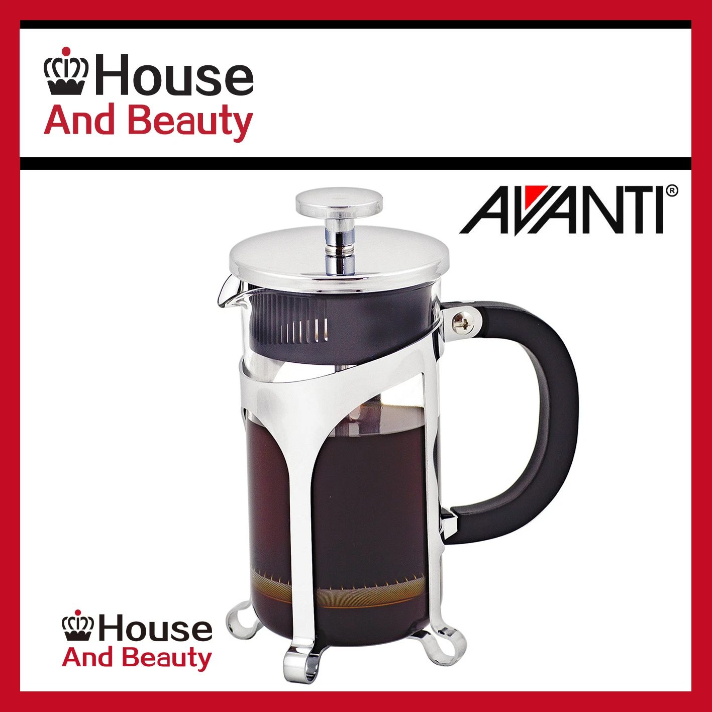 NEW Avanti Cafe Press Glass Coffee Plunger 1 Litre / 8 Cup
