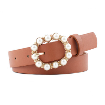 Ladies Leather Belts Pearl Buckle Belt Jeans Dress  display picture 1