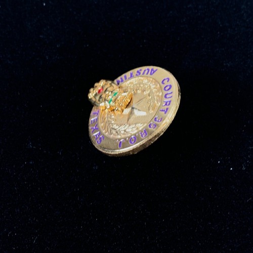 Prendedor de solapa Royal Order of Jesters Court 35 Austin Texas piedras rojas verdes Billiken - Imagen 3 de 4