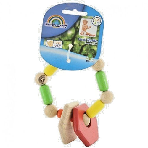 Twisty Wooden Hexagon Rattle for Ages 3 + Months Wonderworld Play Toy Teething - Picture 1 of 1