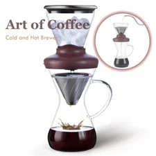 Cold brew hot coffee maker iced drip glass brewer infuser stainless filter large