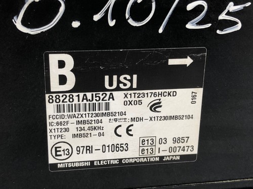 Subaru Legacy Outback Integrated Theft Control Module Unit 88281AJ52A - Picture 10 of 10
