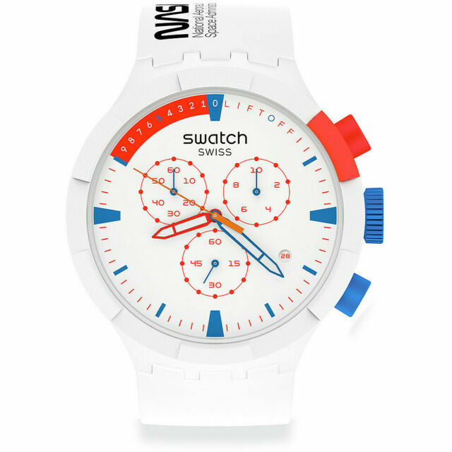 Swatch Space Extravehicular SB04Z400 47mm Cassa di Bioceramica, Cinturino  di Silicone, Orologio da Polso per Uomo | Acquisti Online su eBay