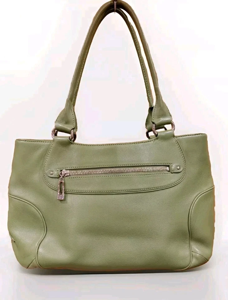 Bolso de mano Satchel Cole Haan Bolso Tote Verde oliva liso CUERO EXCELENTE Foto 3 de 4