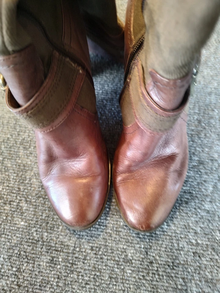 Mujeres Talla 8 "Funcional 3Y" Lona/Cuero Moda Botas hasta la Rodilla Verde Nine West Foto 4 de 4