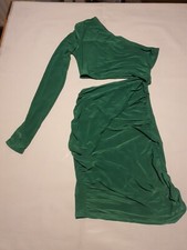 Ladies UK8 Pretty Little Thing One Shoulder Cut Out Ruched Bodycon Dress