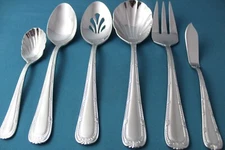 6pc Serving Tablespoon Casserole Fork Pierced Waterford RUSSBOROUGH 18/10 China