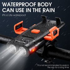 WEST BIKING USB Rechargeable Headlight Bicycle Front Horn Light Phone Holder